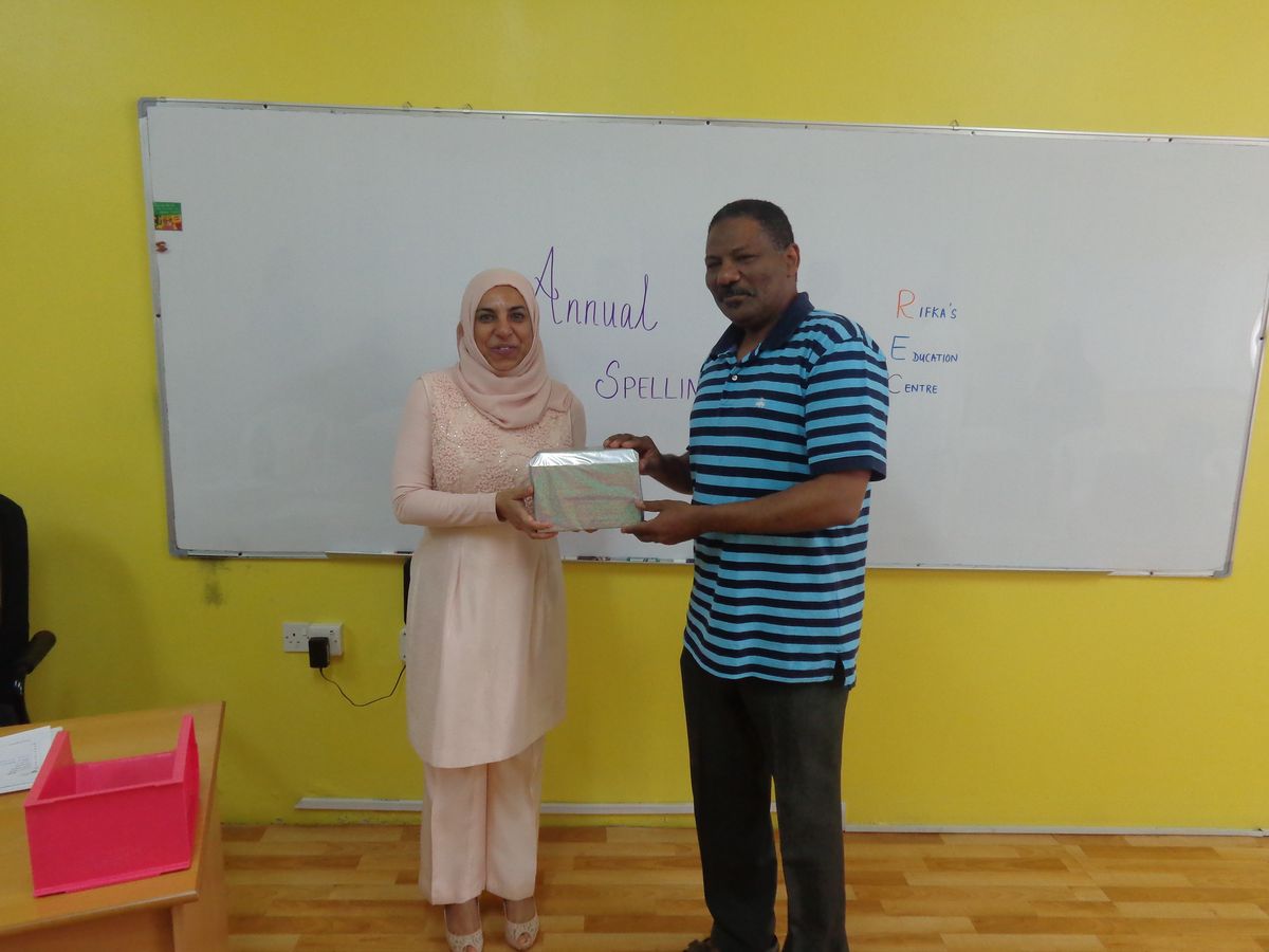 Spelling Bee prize presentation